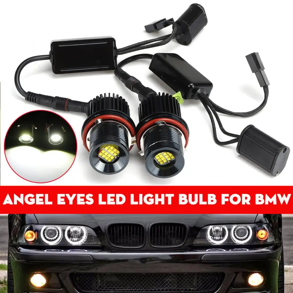 2X 80w Baltas Kampas Eyes LED Marker HALO Žiedas Lemputės BMW E39 X5 E53 E60 E61 E63 E64 E65 E66 E83 X3 E87