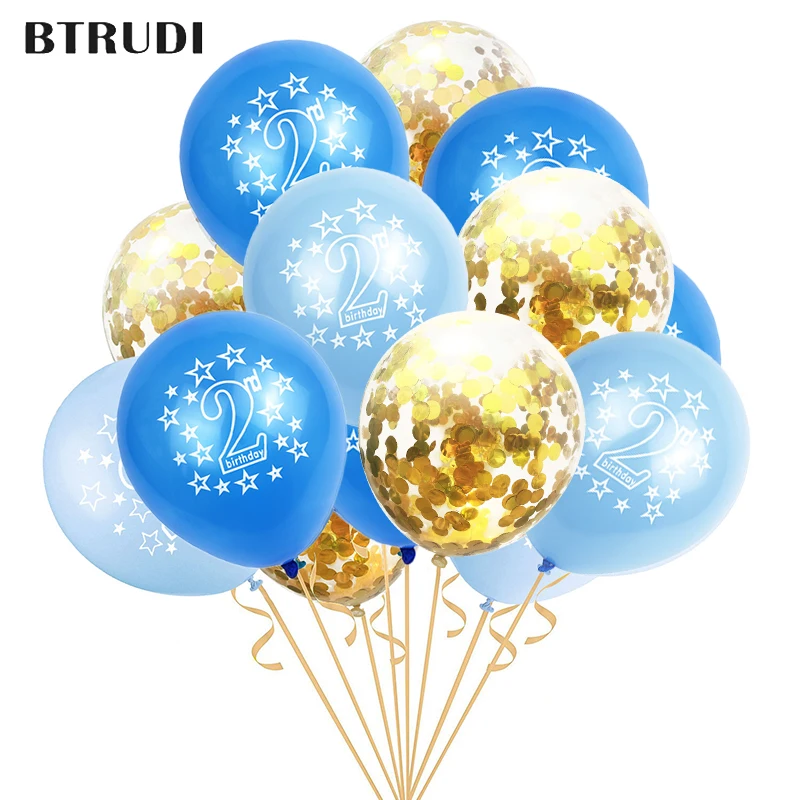 BTRUDI 2 metų amžiaus balionas laužas kostiumas 30pcs 12inch baby shower antrąjį gimtadienį berniukas šalis dekoro anniversaire helio balionas