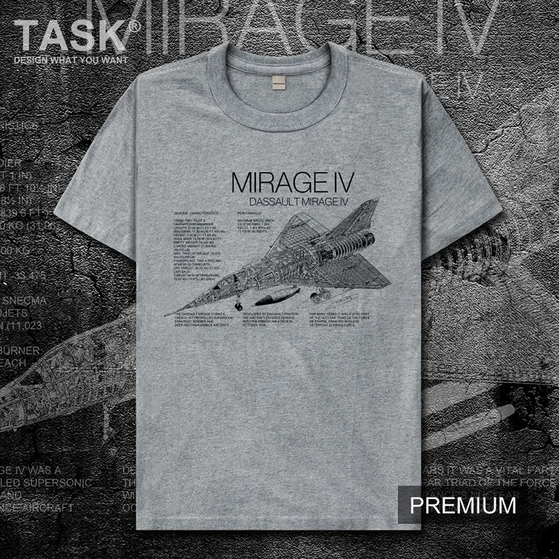 Prancūzija Dassault Mirage IV Strateginis bombonešis Modelis atsitiktinis medvilnės T-shirt mens Karinis ginklas gerbėjai Trumpas Rankovės tees streetwear