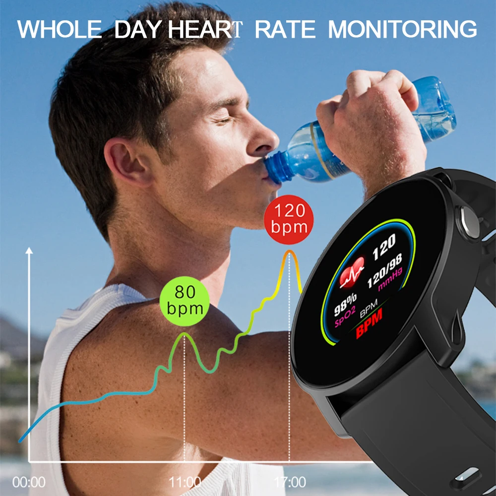 Lism Smart Žiūrėti Pritaikyti Dial Širdies Ritmo Monitorius Moterų Watch Band Sporto Fitneso Miego Tracker Jutiklinių Vyrų Juoda Smartwatch