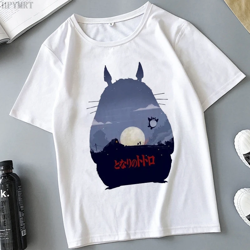 Plus size viršūnes moteriški marškinėliai mados juokinga Totoro print T shirt vasaros Harajuku Streetwear O-Kaklo trumpomis rankovėmis Marškinėlius drabužiai