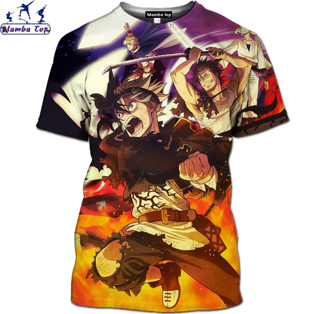 Mamba Viršų 3D Vasaros Kraujo pėstininkas su kardu Anime Black Dobilų T-Shirt Laisvalaikio vyriški Marškinėliai Mielas brolis marškinėliai magija Mergina Harajuku T-shirt