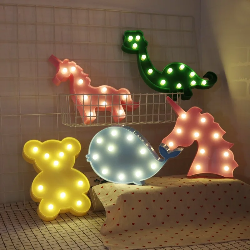 LED Stalo Naktį Šviesos Gyvūnų Palapinė Žvaigždė Širdyje, Flamingo Ananasų Kalėdų Kokoso Medžio Namų Šalis Dekoro 3D Stalo Lempos
