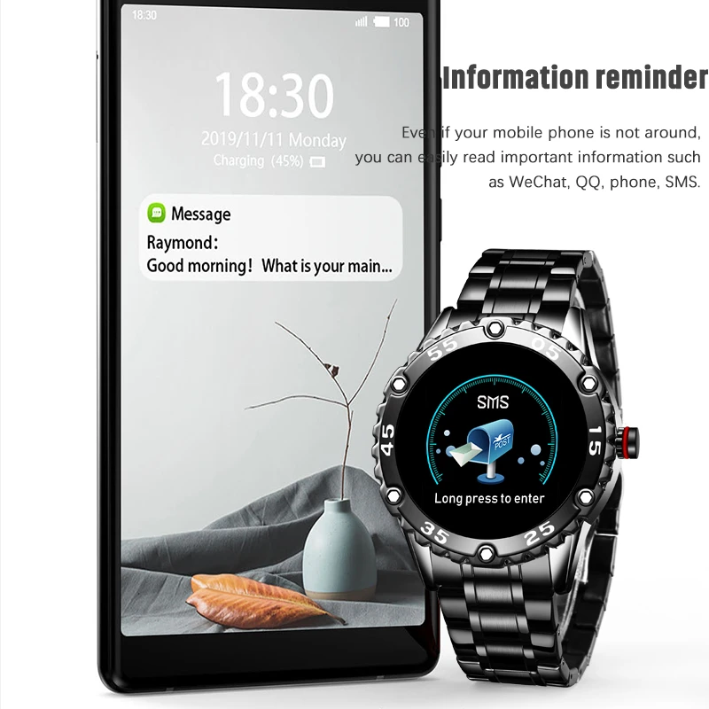 LIGE Naujas Smart Watch Vyrų IP67 atsparus Vandeniui Širdies ritmo Fitness Tracker Pedometer 