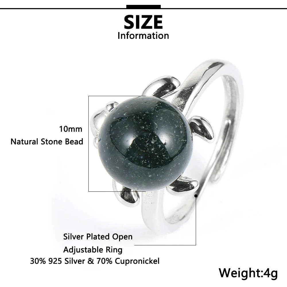 Mados Moterų, Mergaičių, Sidabro Padengtą Vėžlys keičiamo dydžio Žiedai Su Gamtos Perlas Akmuo 10mm Apvali Granulių BOHO Plonas Žiedas Papuošalai 2020 Naujas