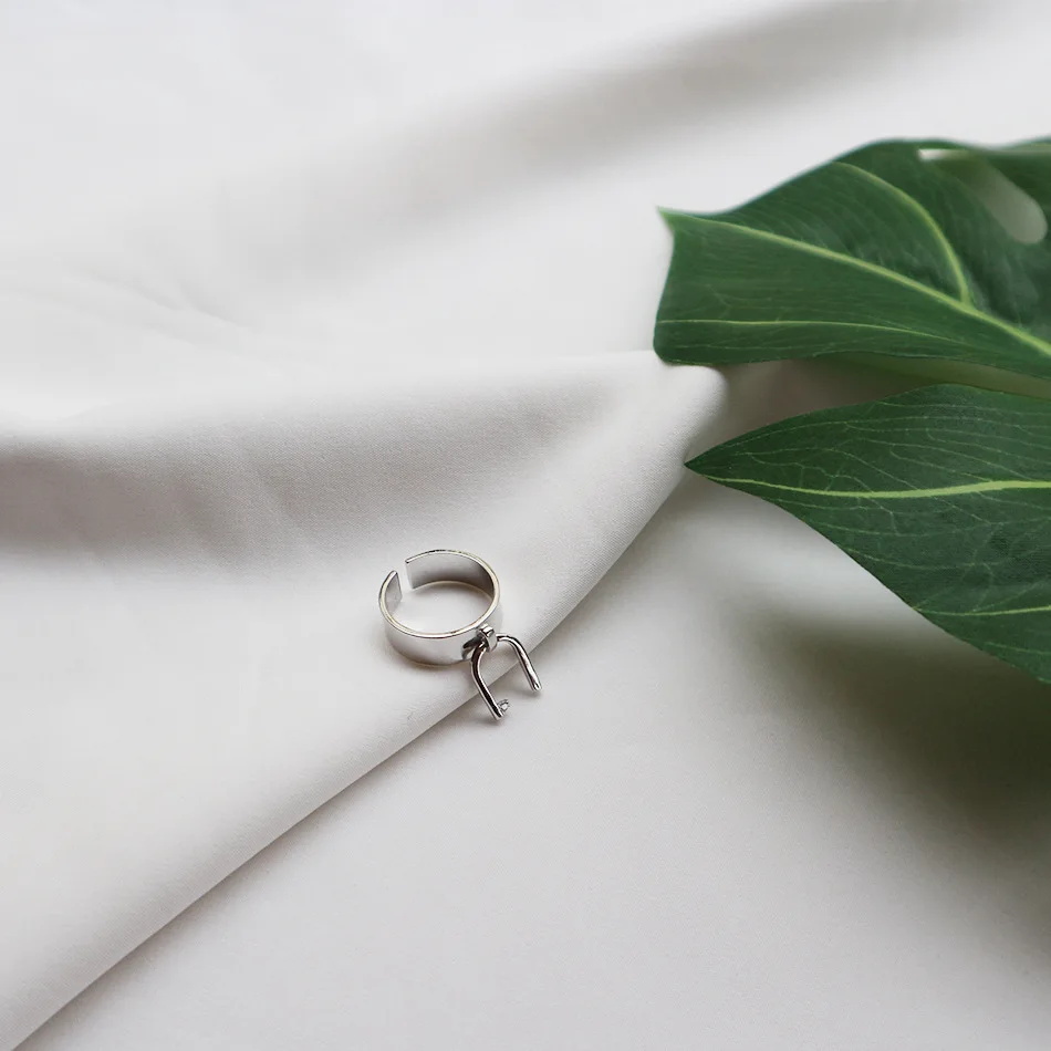 Korėjos S925 sterlingas sidabro lankstus U žavesio žiedą plataus veido versija sidabro žiedas asmenybės sterlingas sidabro žiedas moterims