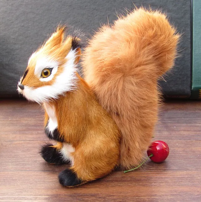 Dirbtinis voverė sunku modelio polietileno&kailiai, voverės papuošalai rankdarbių namų darbastalio apdaila dovana a2999