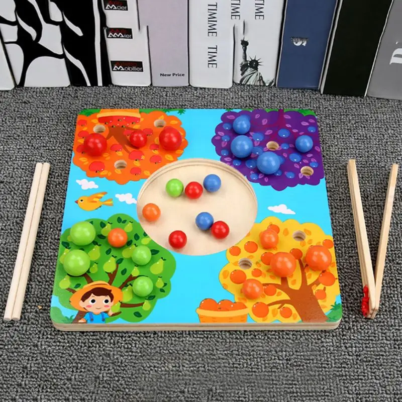 Montessori Kūdikių Lazdelės Įrašą, Žaislų, Medinių Spalvotų Karoliukų Medis Valdybos Praktinių Gyvenimo Įgūdžių Mokymas Kasdien Pagrindinių Įgūdžių Ugdymas