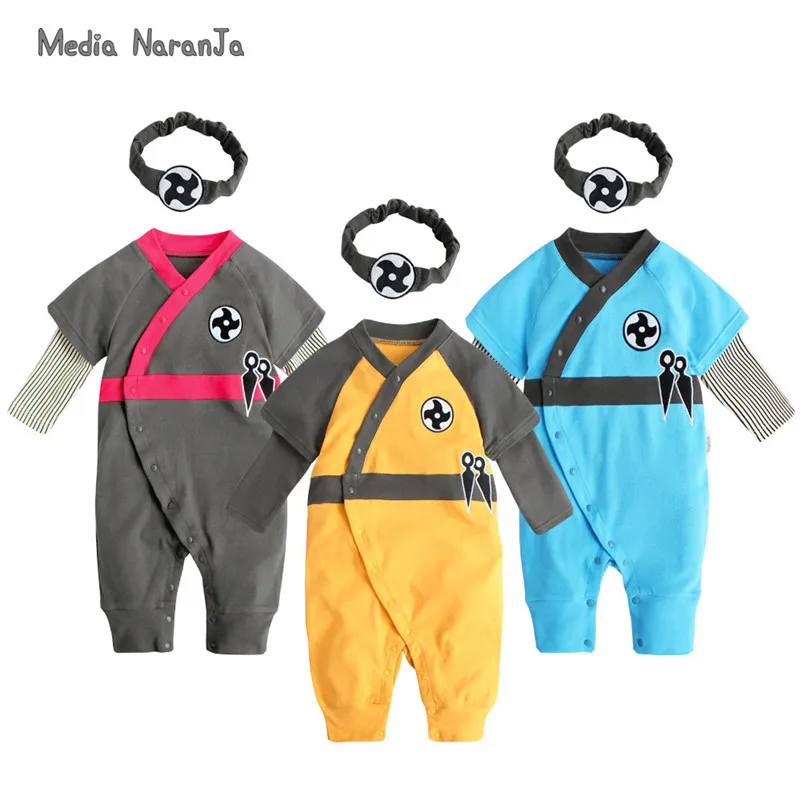 2019 m. rudenį, žiemą Japanese ninja apranga stilius jumpsuit + lankelis kūdikių romper halloween šventės karnavalas kostiumas