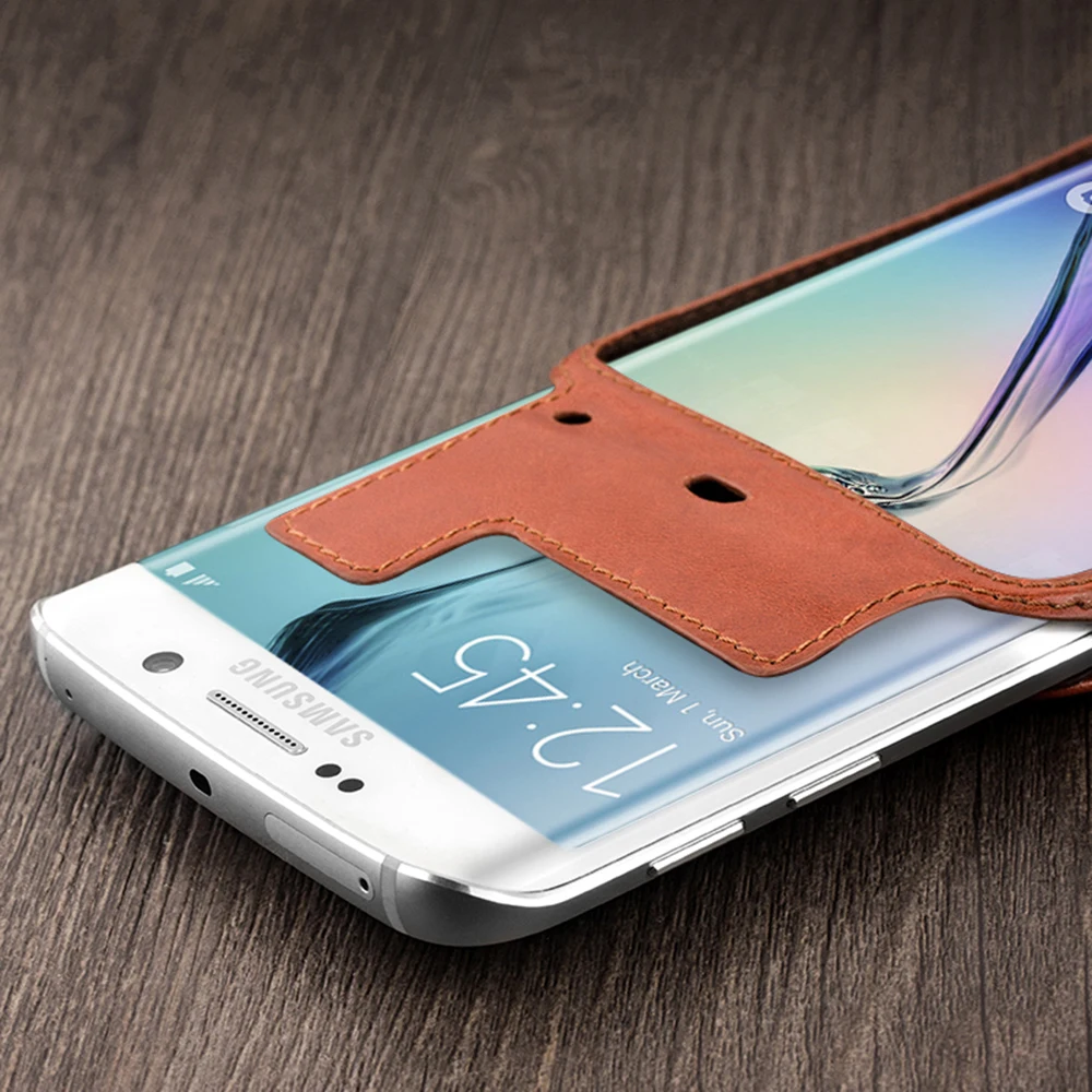 QIALINO Unikalaus Dizaino, natūralios Odos Telefono dėklas Samsung Galaxy S6 krašto Kniedės Dizainas Atgal apsaugoti telefoną ir oda