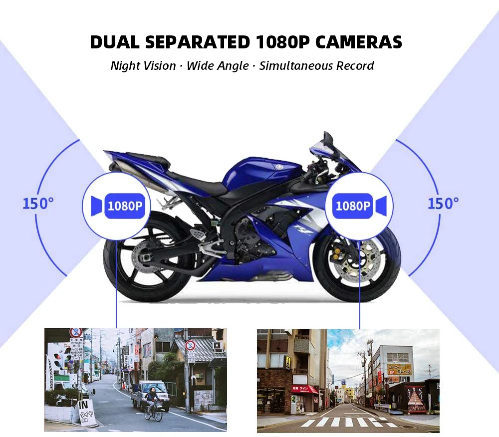 VSYS Super Night Vison Motociklo DVR su WiFi, Dual, SONY IMX307 Starvis atsparus Vandeniui kameros Motociklą Brūkšnys Cam Vairavimo Diktofonas