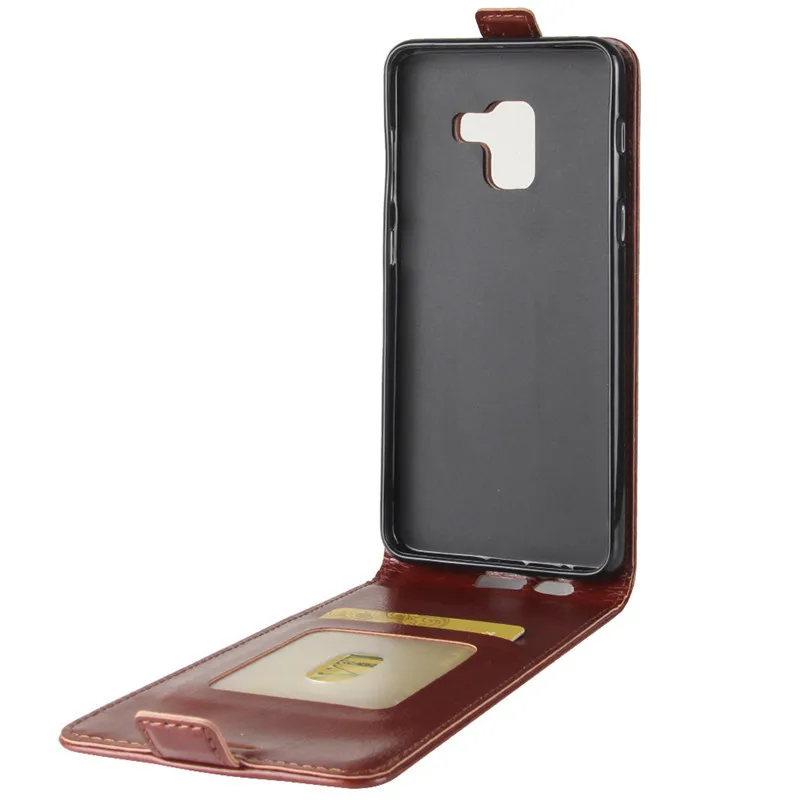 Flip Cover for Samsung Galaxy A8 2018 A530F Atveju vertikaliu Crazy Horse Modelis Prabangus Odinis TPU Apvalkalas Telefono dėklas 5.6