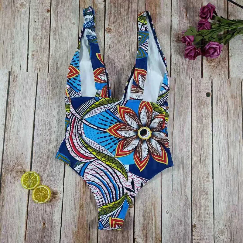 Z-LAI Seksualus Gėlių Spausdinti Moterų Vienas Gabalas Plaukimo Dėvėti Giliai V Kaklo Vasaros Maudymosi Kostiumą Aukšto Juosmens maudymosi kostiumėlį Moteris