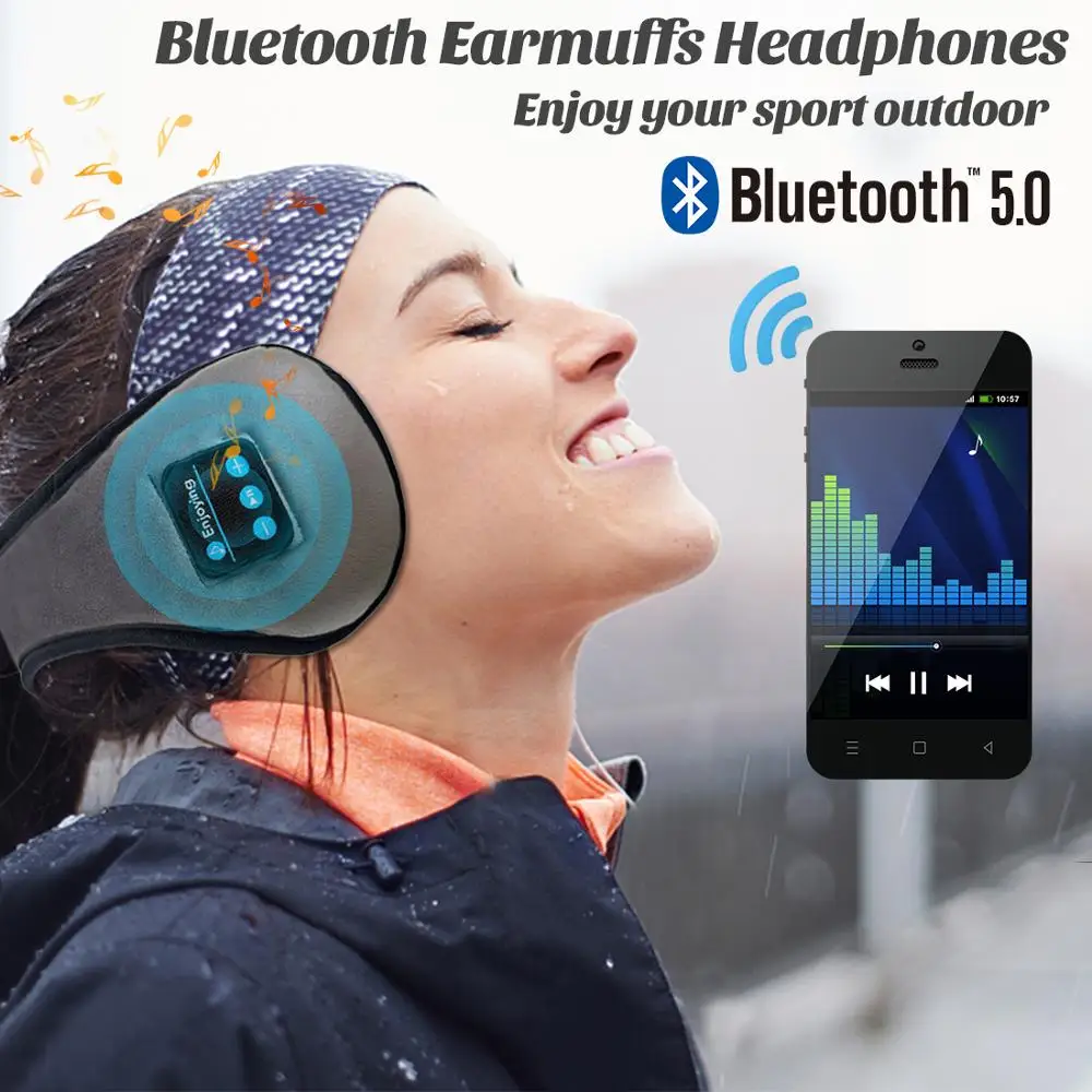 Bluetooth 5.0 Ausinių Earmuffs Žiemos Ausies Šiltesnis už Slidinėjimas, Žygiai Pėsčiomis Veikia, Sulankstomas Muzikos Earmuff su Built-in Speake
