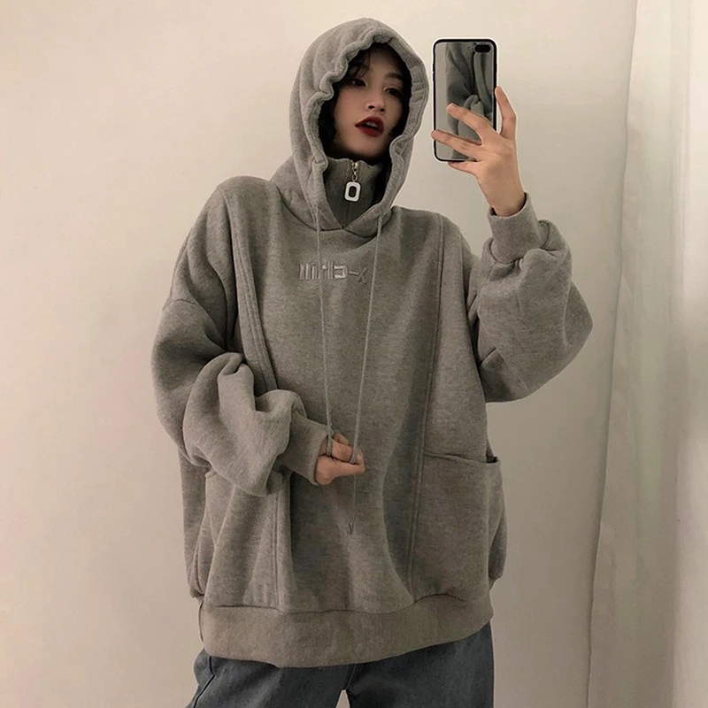 Hoodies Moteris Rudens-Žiemos Mados Korėjos Stiliaus Atsitiktinis Ulzzang Aukštos Kokybės Streetwear Minkštas Purus Kietas Moteriški Drabužiai