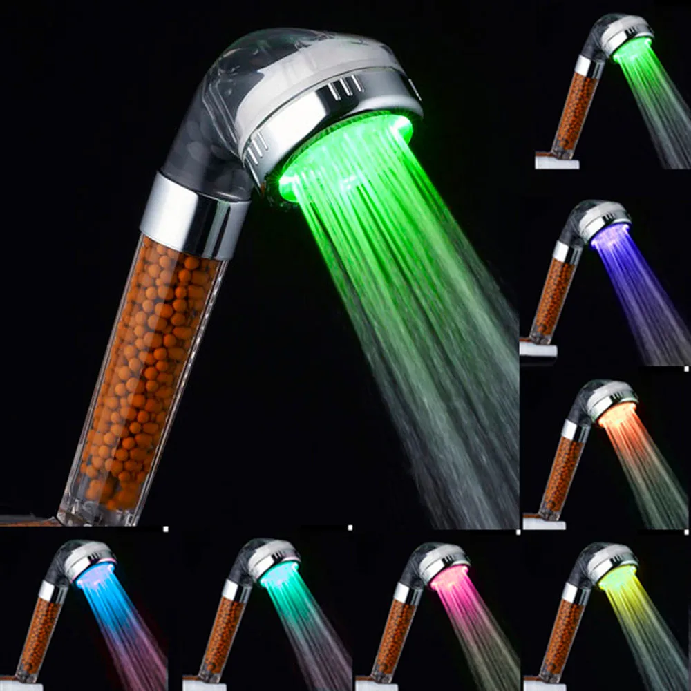 Dušo Maišytuvai Filtras 7 Spalvinga LED Šviesos Aukšto Slėgio Vandenį Taupanti Dušo Galvutė Laikomo Vandens Taupymo Vonioje Dušo Galvutė 2020 m.