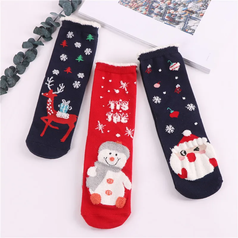 Moterų kojinės Atsitiktinis žiemos Kalėdų Kojinės elnias Kojinės Medvilnės Animacinių filmų Išlaikyti Šiltas lady harajuku Kojines Kalėdų Dovana streetwear