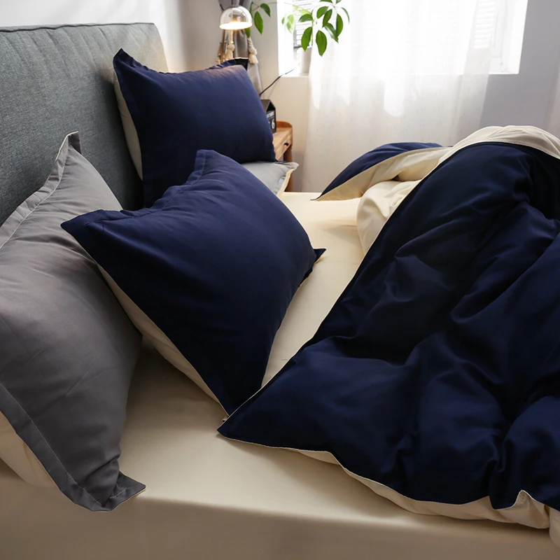 Žiemos naujas Tamsiai mėlynos spalvos dviejų spalvų patalynės komplektas patalynė butas paklode antklode padengti užvalkalas karalienė visos bendrosios 3 / 4pcs
