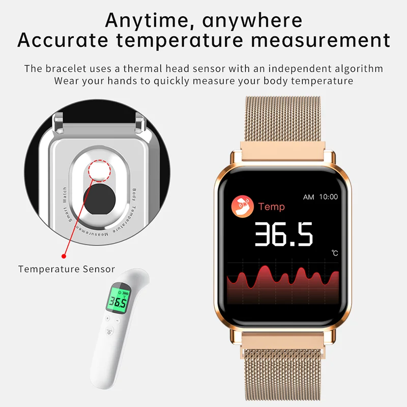 1.4 colių HD Smartwatch moterų Fitneso Tracker temperatūros stebėjimo elektroninių riešo žiūrėti vyrų smart apyrankę, huawei Android