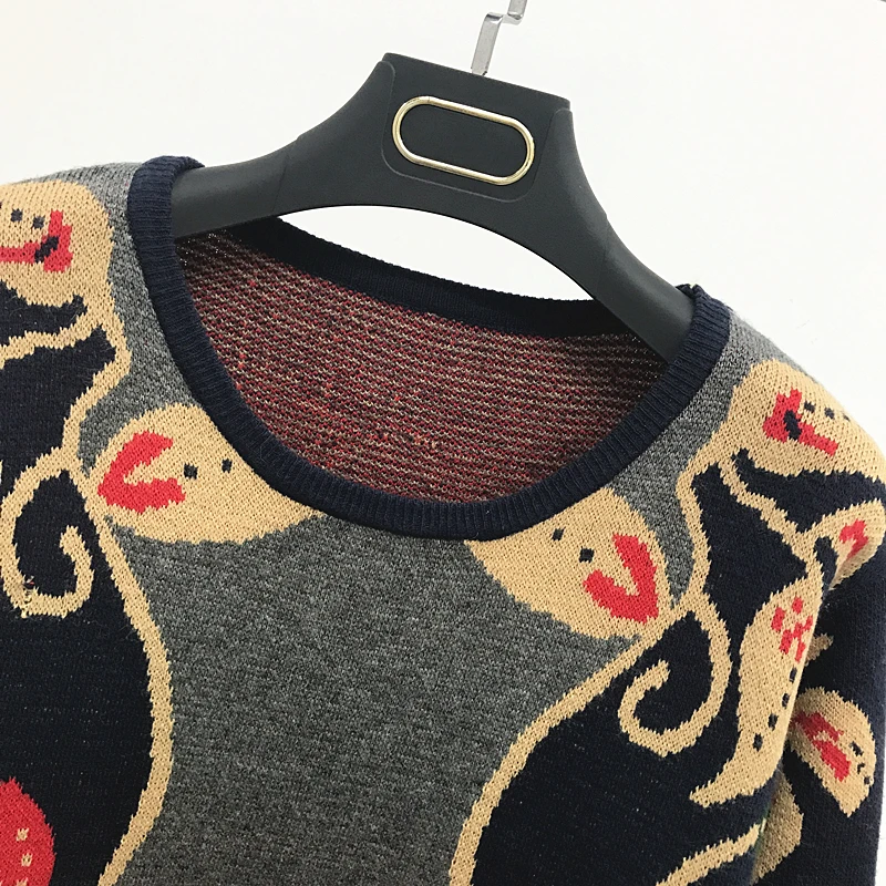Nauja Rudens Žiemos Taku Dizaineris Moterų Negabaritinių Megztinis (Puloveris Derliaus Gėlių Megztiniai Femme Megzti Megztinis Viršuje NS64
