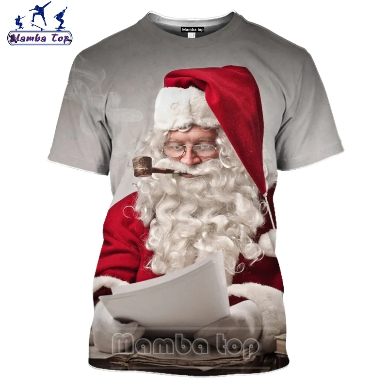 Mamba Top 2020 Naujųjų Metų Dovana Kalėdų Marškinėliai Tee Moterims 3D Poliesteris Spausdinti Santa Claus Naršyti Vyrų Marškinėlius Atsitiktinis Paplūdimio Palaidinukė