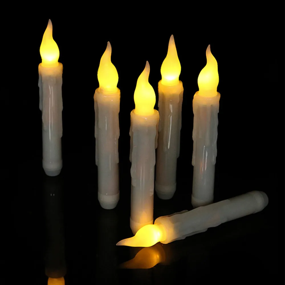 6PCS/Set LED Arbata Šviesos Žvakės Nuotolinio Valdymo pultas su baterijomis, Flameless Siaurėjantys Žibintai, Žvakės