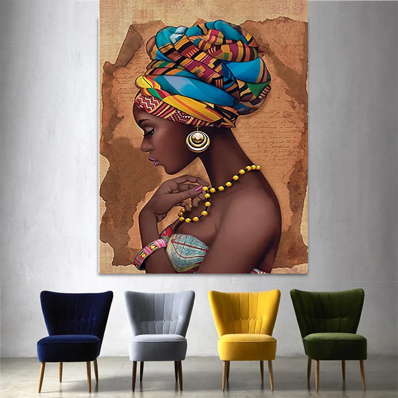 Retro Afrikos Moterų Sienos Meno Cnavas Paveikslų Gyvenimo Kambario Sienos Menas, Plakatų ir grafikos Cuadros Namo Sienos Nuotraukas Apdaila