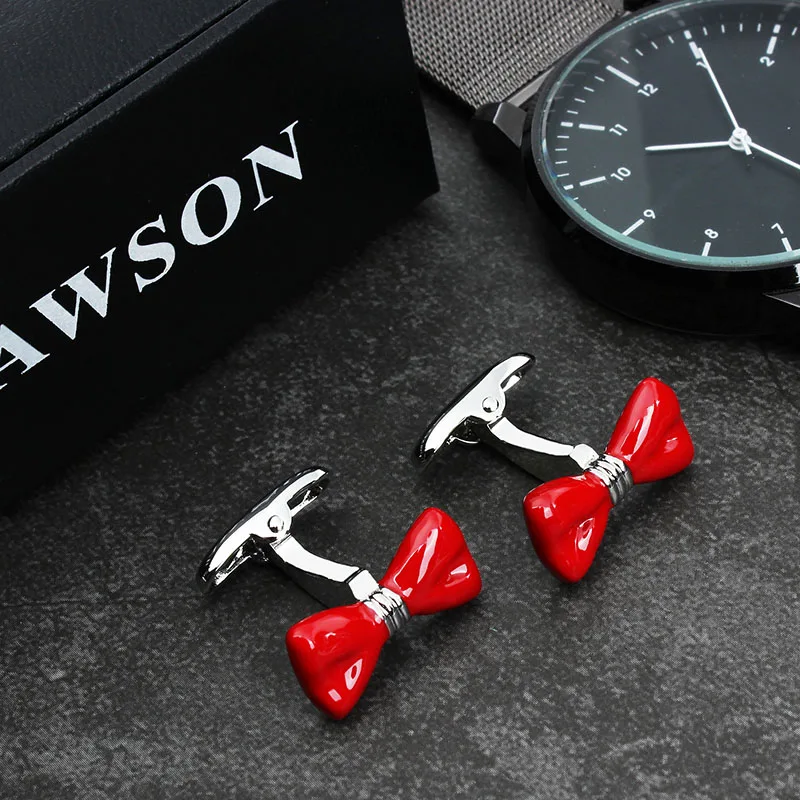 HAWSON Juokingas ir Patrauklus Stilius Raudona Bowknot rankogalių segtukai už Mens prancūzijos Marškinėliai Dovana Vyrams