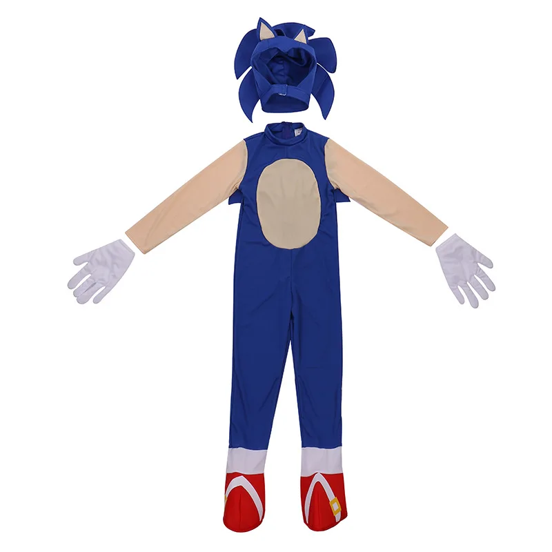 Sonic Cosplay Kostiumas Vaikams Mergaitės Berniukai Karnavalas Helovinas Anime Vaidmuo Žaisti Jumpsuit su Galvos Kaukę, Pirštines, Drabužius Rinkiniai