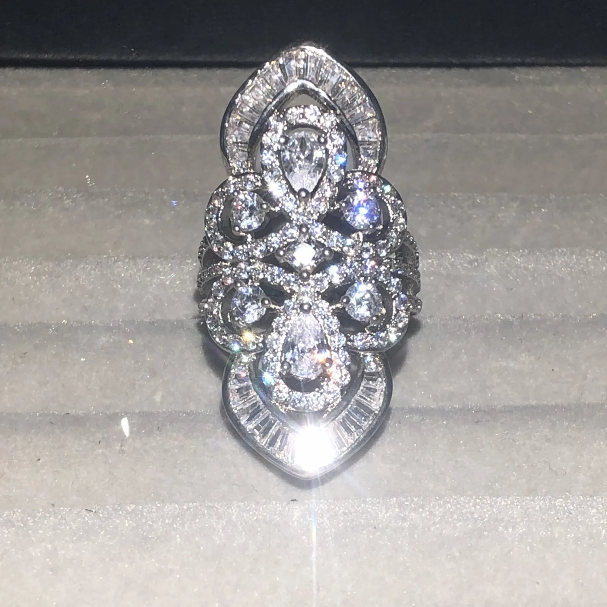 Bohemija Didelis Putojantis 925 Sterlingas Sidabro žiedai, Moterų, Prabangos Kokteilis Vestuvių Imituoti Deimantų žiedas anillo plata 925 mujer