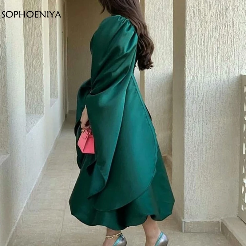 Naujas Atvykimo Satino Žalia Trumpą vakarinę suknelę Plius dydis Dubajus Arabija Pigūs vakarines sukneles moterims vakarėlis abendkleider 2020 m.