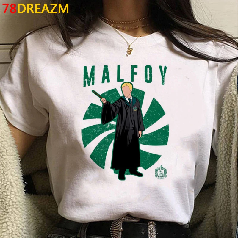 Draco Malfoy marškinėliai moterims derliaus streetwear kawaii balto print t shirt vasaros top marškinėlius estetinės pora drabužiai
