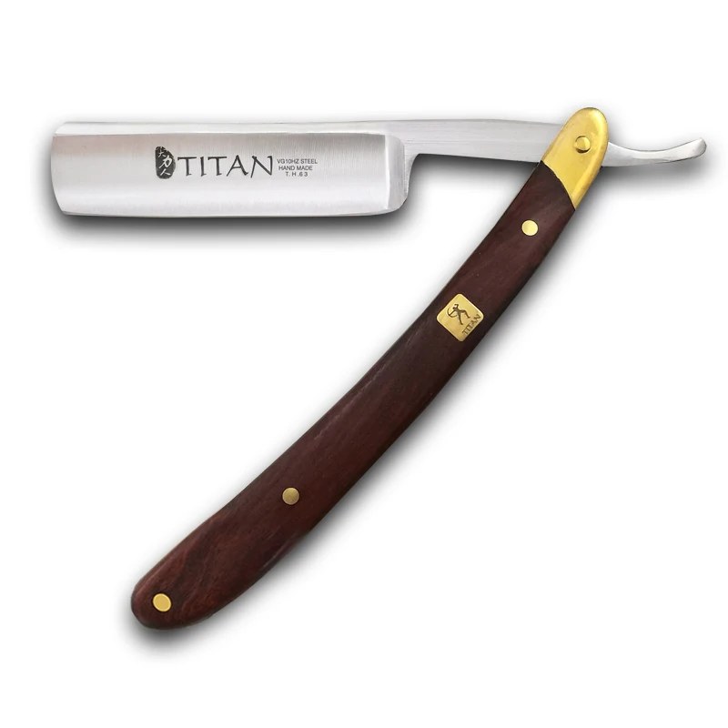 Nemokamas pristatymas titan prekės ženklo medienos rankena tiesiai skutimosi skustuvų peiliukų skutimosi pasiruošę