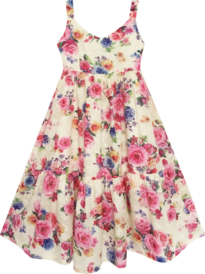 Mergaičių Dress Pilno Ilgio Gėlių su Skrybėlę Gėlių Rožinė 2020 Metų Vasaros Princesė Vestuvės Suknelės Vaikams Drabužių Inscenizacija Sundress