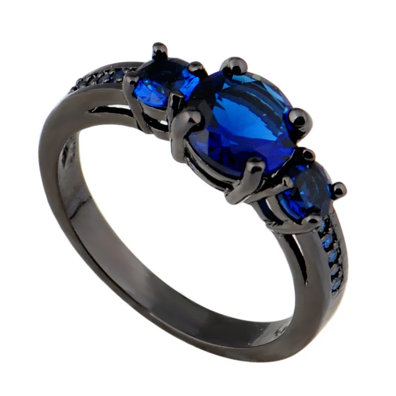 Bamos Vyrų Mystic Blue Cirkonis Žiedas Aukštos Kokybės Piršto Žiedą, Moterims, Vyrams, Juoda Aukso Užpildytas Kristalų Papuošalai Naują Atvykimo 2018