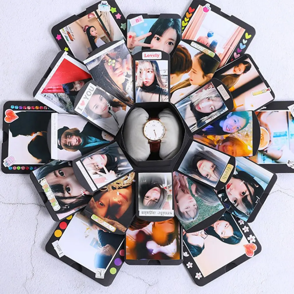 Šešiakampe Sprogimo Dovanų Dėžutėje Nuotraukų Albumą Meilės Atminties Multi-Layer Staigmena 