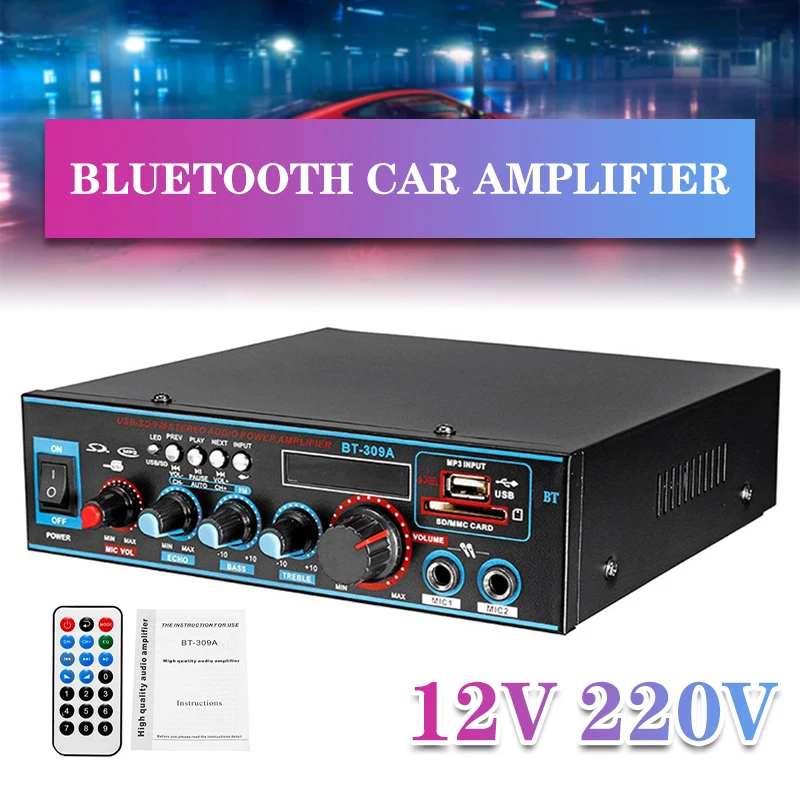 800W 12V220V HIFI 2CH Automobilio Audio Stereo Galios Stiprintuvas, 