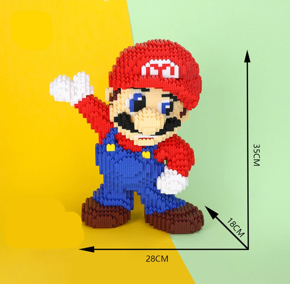 Animacinių filmų Super Žaidimas Mario Bloko Pastato 3D Modelį Rinkiniai Didelis Dydis Mini Plytų Žaislai Berniukas Vaikams Dovanų 8550PCS 35CM Aukščio