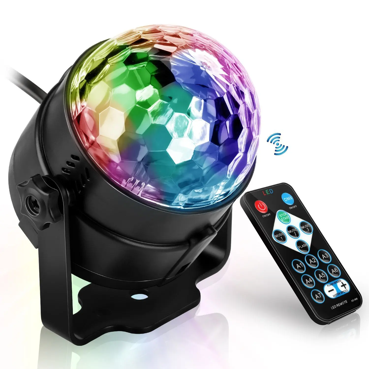 RGB LED Etape Garso Aktyvuotas Diskoteka Šalies Magic Ball 7 Spalvų Kristalų Balso Sukasi Nuotolinio Valdymo Kalėdų Žiburiai