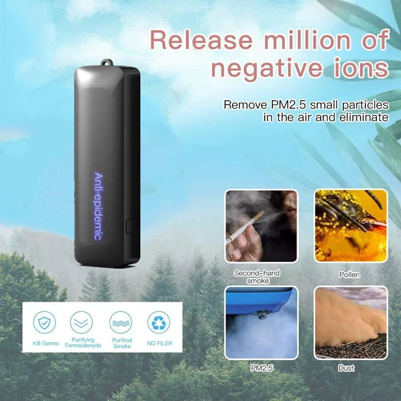 Asmens Nešiojami Oro Valytuvas Karoliai USB Mini Nešiojamas Oro Gaiviklis Jonizatoriaus Neigiamų Jonų Generatorius