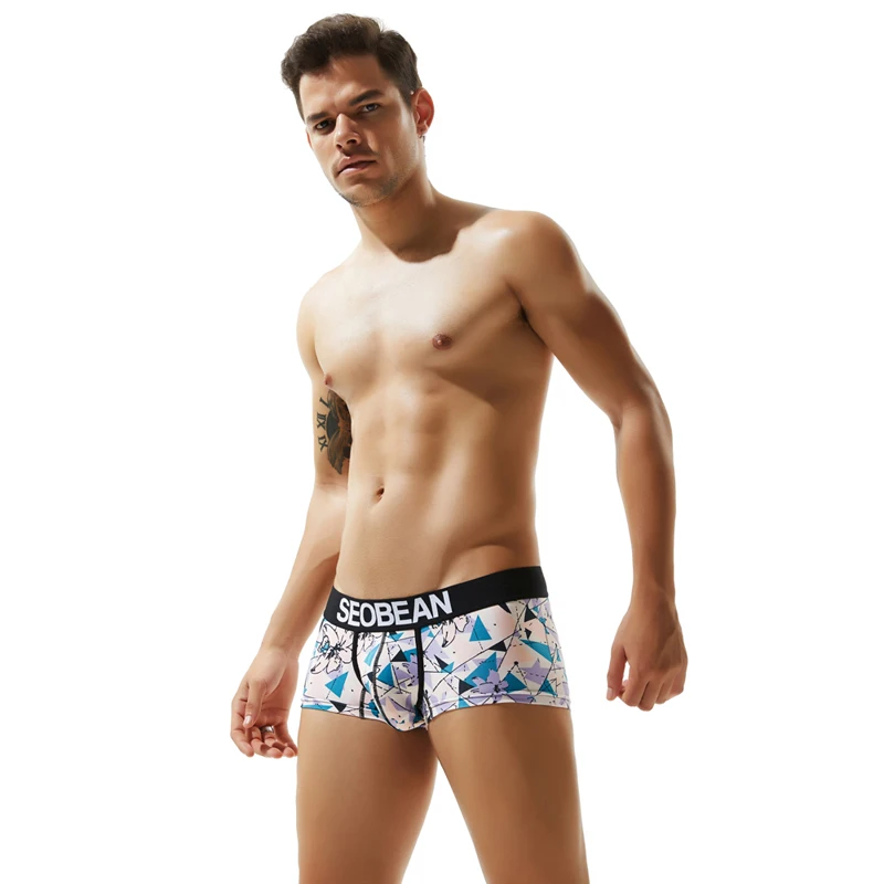 3pcs/daug 2019 Naujas SEOBEAN vyriški Boxer Apatiniai Medvilnės Sexy Men ' s Underwear Brand Boksininkas, Seksualus apatiniai