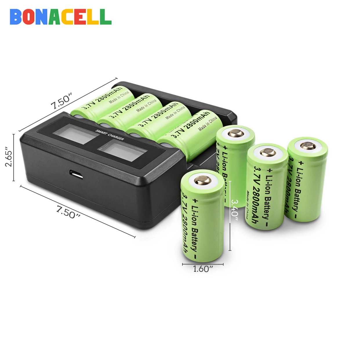 Bonacell 3.7 V 16340 2800mAh Li-ion Baterija CR123A Įkraunamas Baterijas CR123 Laser Pen LED Žibintuvėlis Ląstelių,Saugumo Kameros