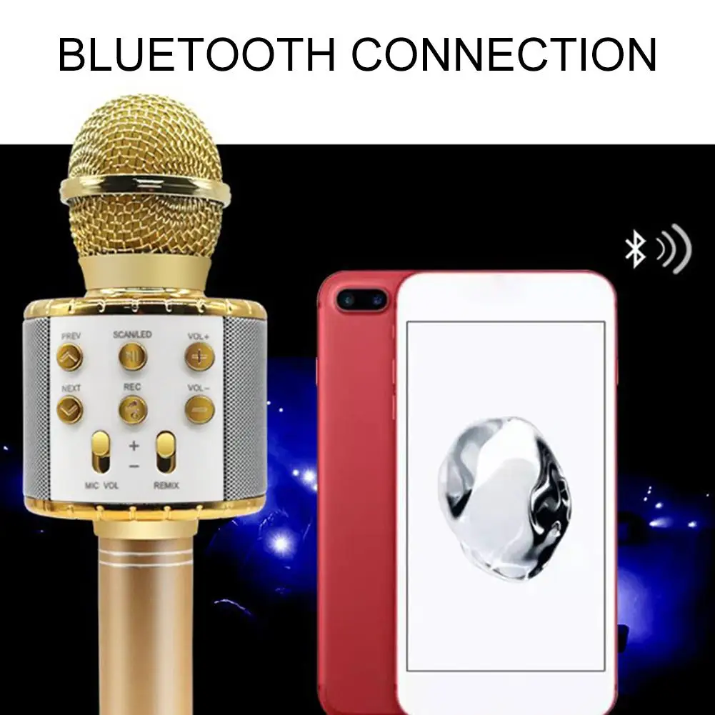 WS 858L Karaoke Bluetooth Mikrofonas Parama Įrašinėti Dainą 