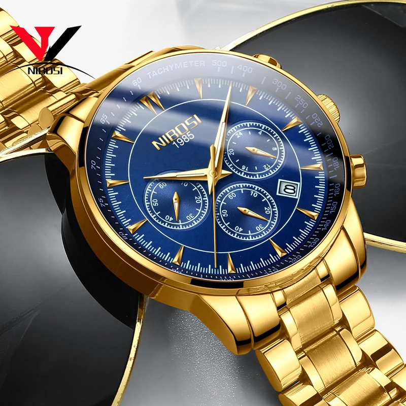 NIBOSI Verslo Laikrodžiai Vyrams 2019 Top Brand Prabanga Relogio Masculino Chronograph Mens Watches Vandeniui atsparus Sportinis Vyrų Laikrodis