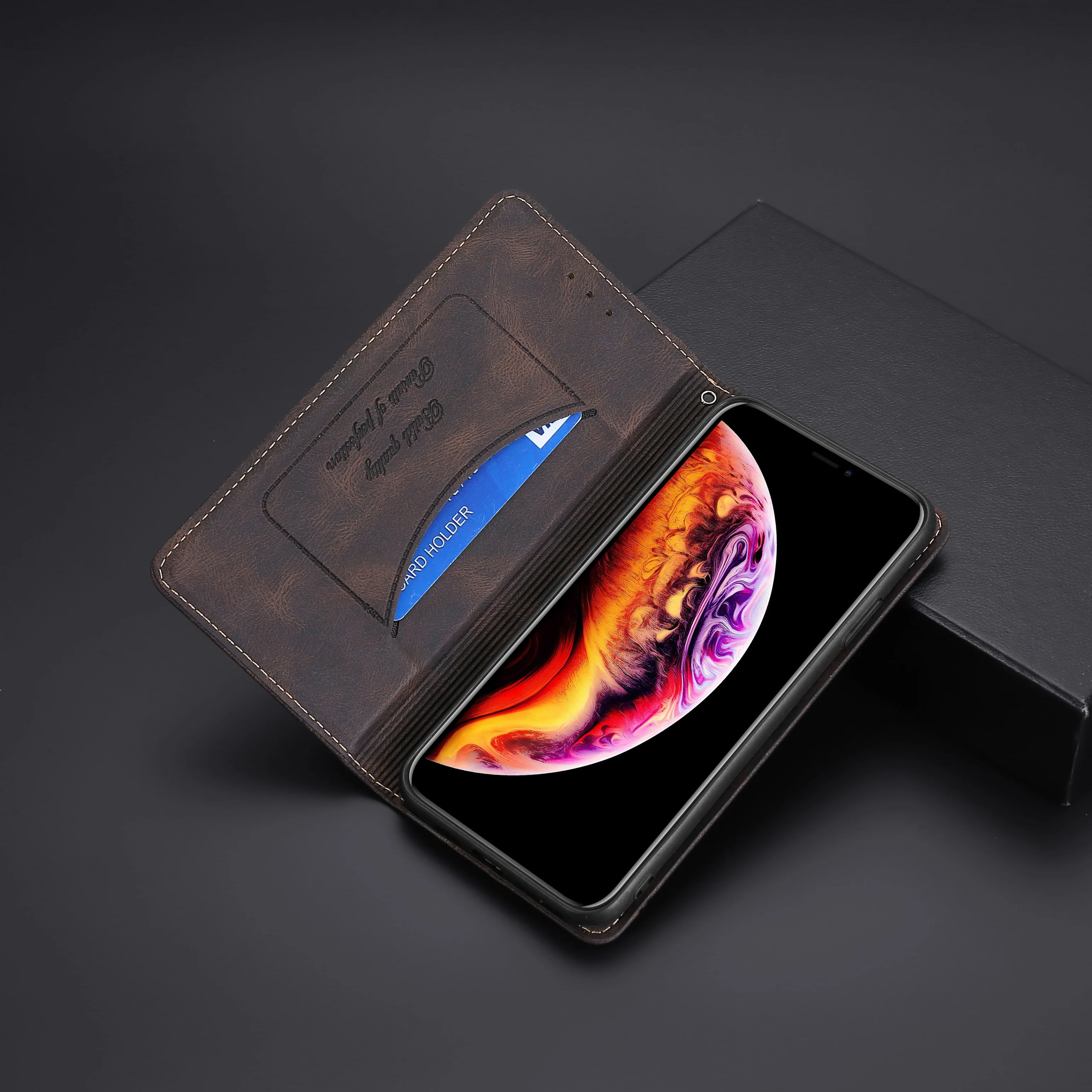 Apversti Odinis dėklas iPhone 12 11 Pro X XR XS Max SE 2020 Magnetas Piniginės Knygos Stovėti Coque 
