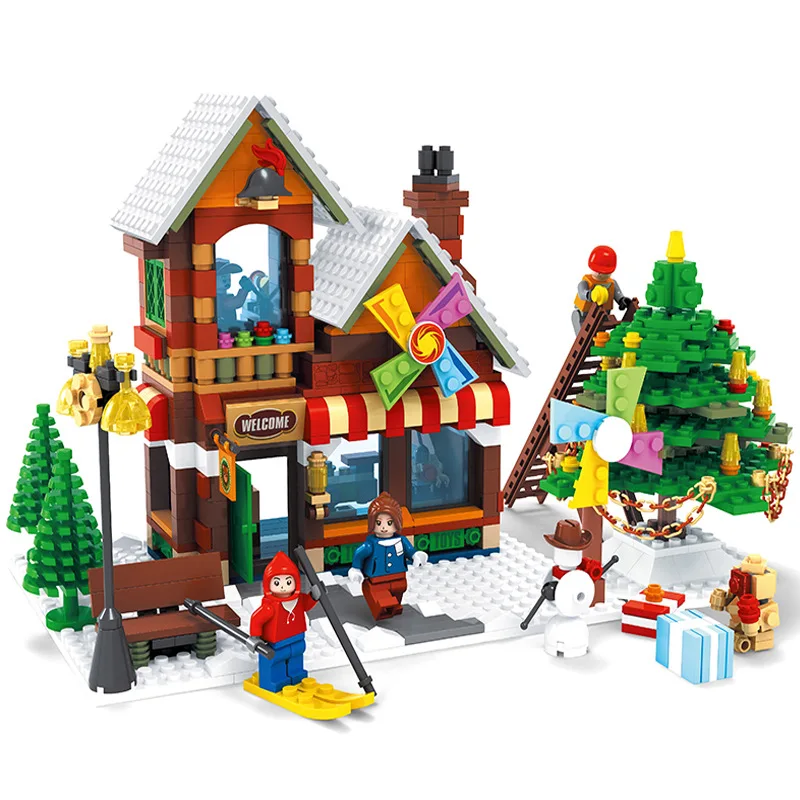 Kurti Naują Kalėdų Žiemos Kaimas Stotis Modelio Blokai Dovanos Suderinama Vaikų Draugai Kalėdų Žaislas Dovanos