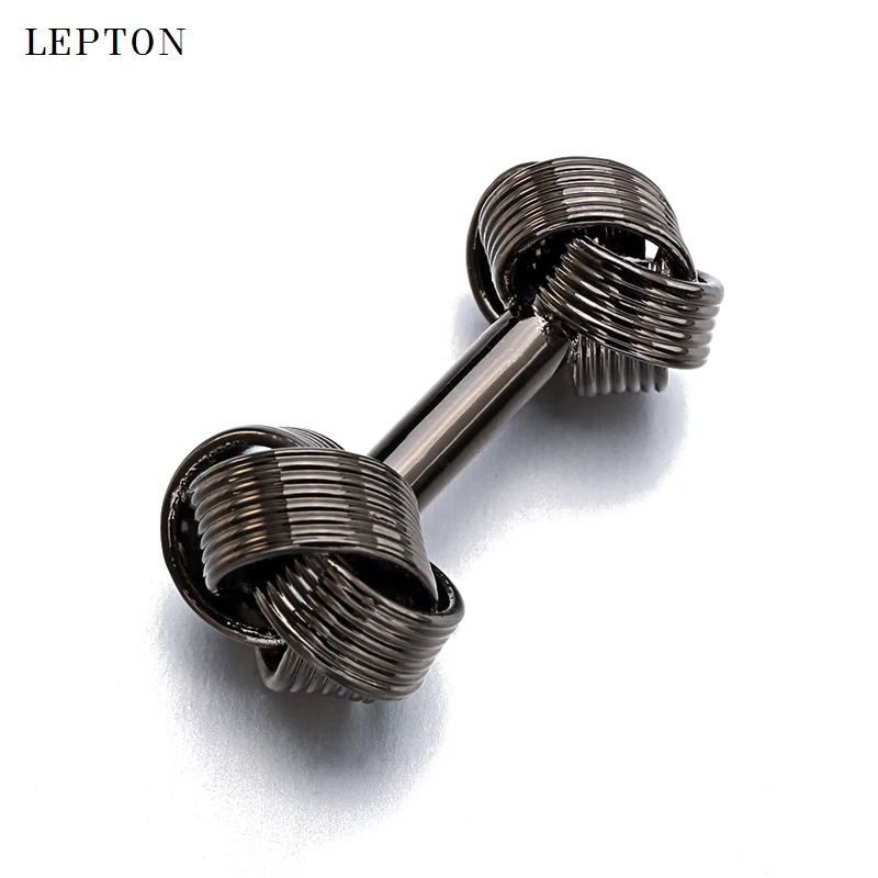 Karšto pardavimo Juoda Mazgas rankogalių segtukai vyrų mados metalo mazgas dizainas Lepton aukščiausios kokybės vario mazgų rankogalių segtukai whoelsale&retail
