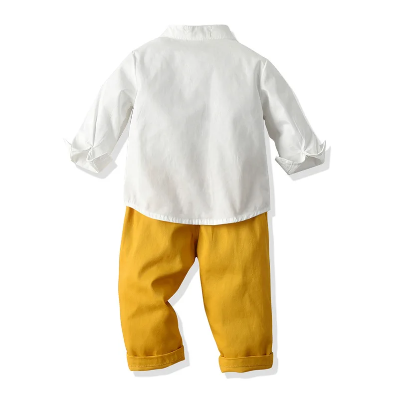 Mažylis Berniukas, Drabužiai Balti Marškiniai + Geltonos Kelnės 1-6 T Vaikai Kostiumas Berniukams Rudens Kombinezonas Kūdikiams Vaikas Drabužiai Nustatyti Geltona Lankas
