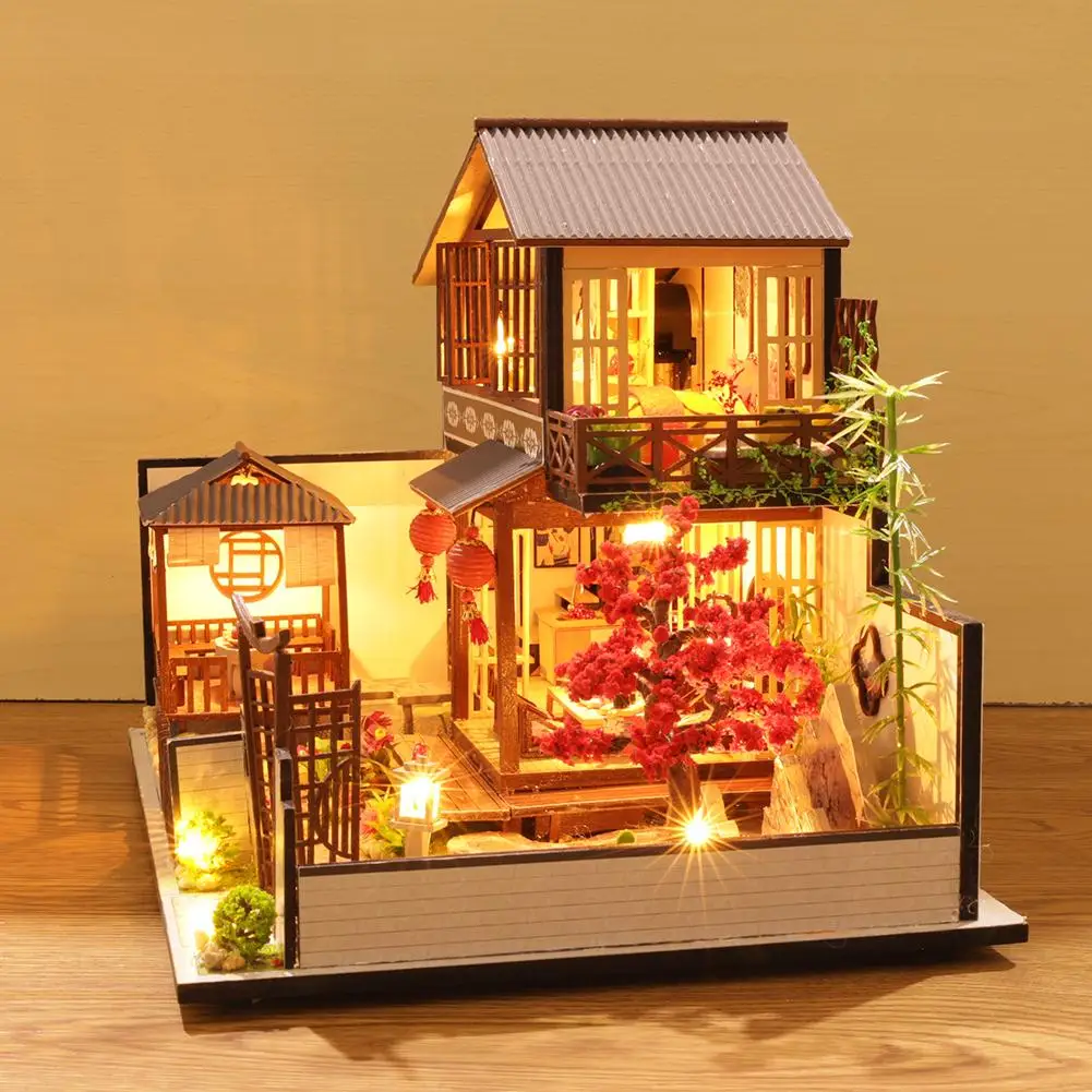 Lėlės Namas Baldai Žaislas Sumontuoti Miniatiūriniai Salono Rankų darbo Muzikos 