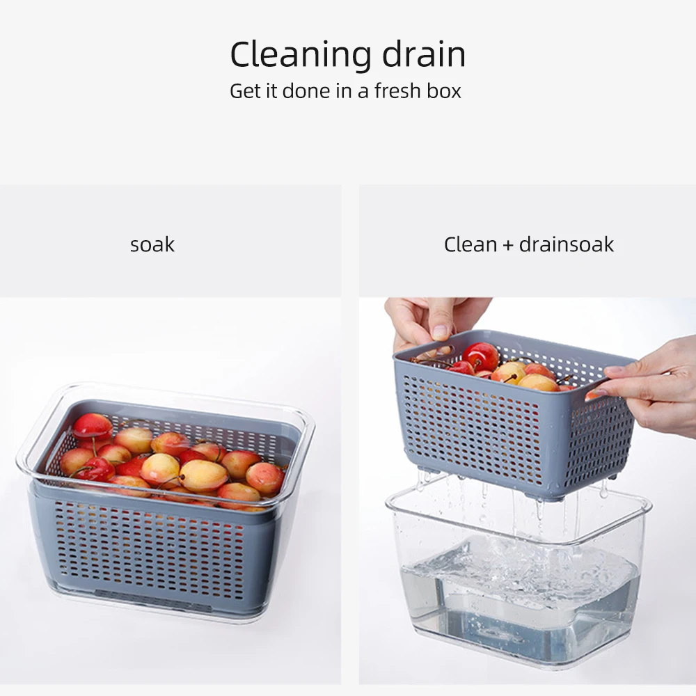 Virtuvėje Plastikinis Laikymo Dėžutė Šviežių Laikyti Dėžutėje Šaldytuve Vaisių, Daržovių Nutekėjimo Crisper Virtuvės Maisto Konteinerių saugojimo dėžutė